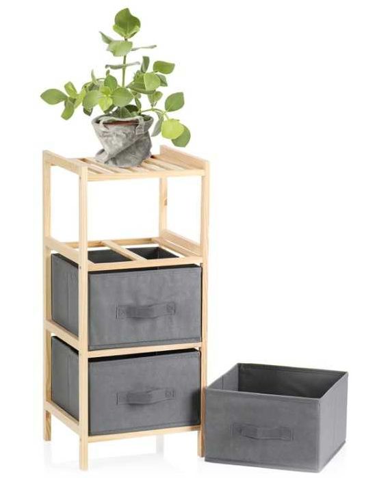 Дървена етажерка рафт/ стелаж на 3 нива с чекмеджета