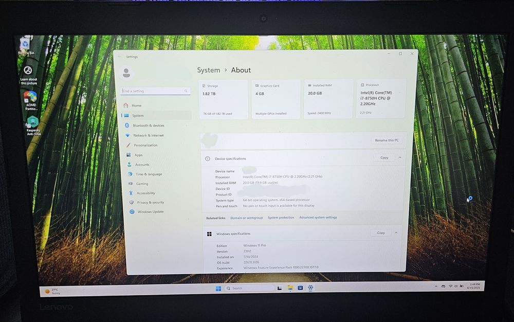 Laptop I7, 20GB Ram, Ssd 1 TB, Hdd 1 TB, 17"