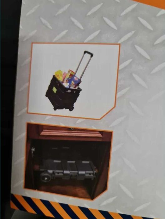 Carucior pliabil din plastic pentru cumparaturi, marfa bagaje 25kg NOU