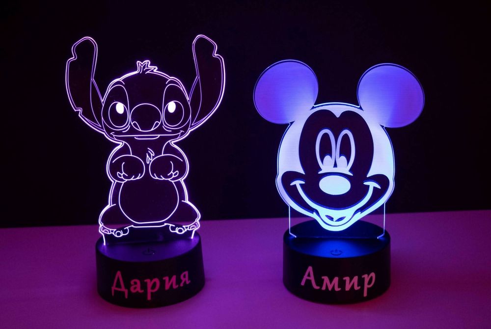 Нощна лампа Стич с име по избор