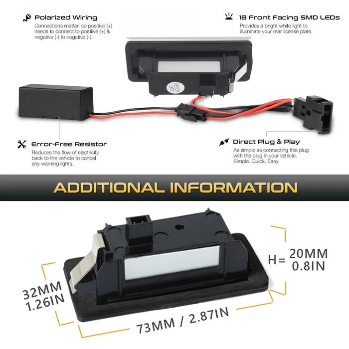 Set de 2 lămpi cu led pentru număr auto