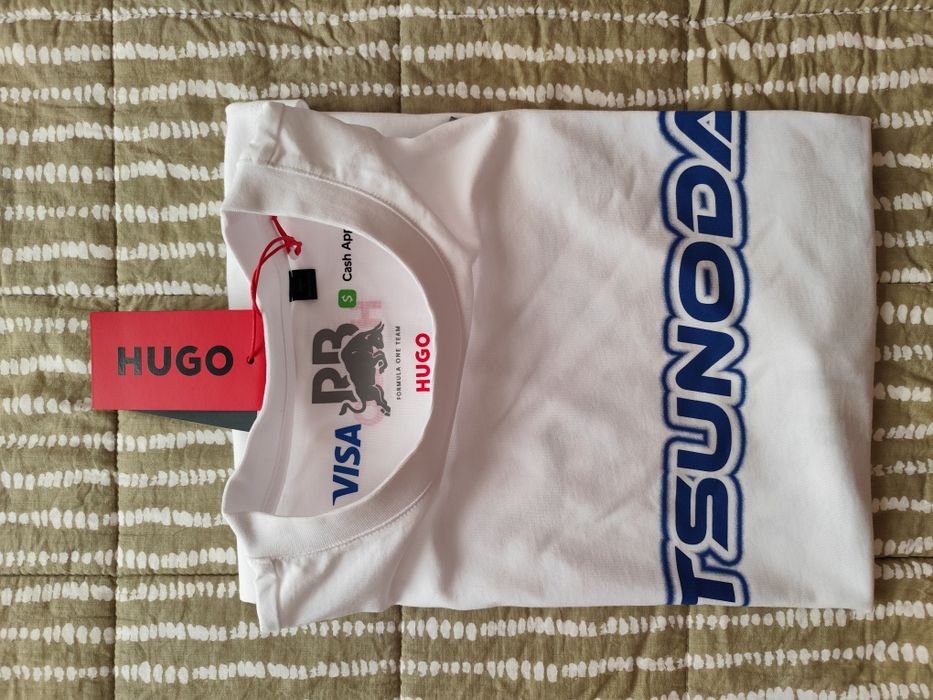 Tricouri Hugo boss -tsunoda -albastru și alb