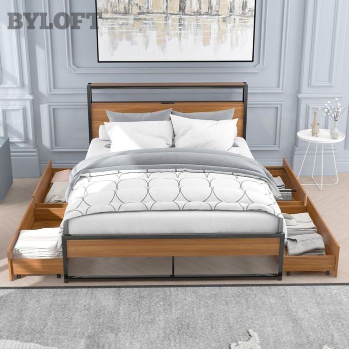 Металлическая двуспальная Кровать НЕБЕСА в Дизайна ЛОФТ