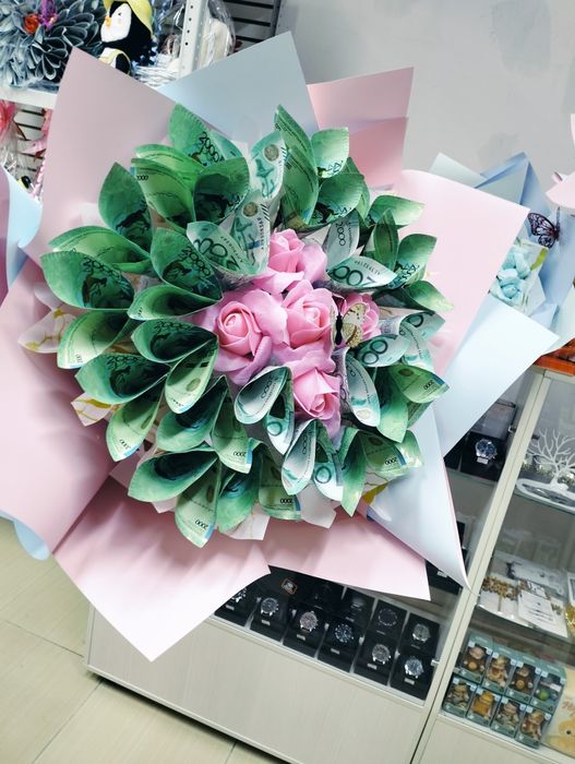 Денежный букет ручная работа