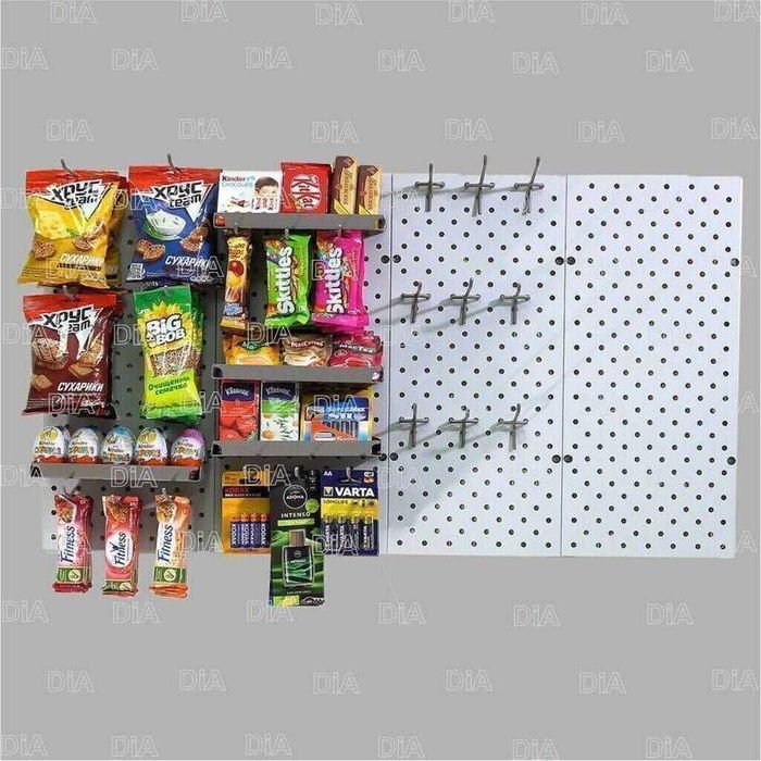 Teshilgan panel, перфопанель, do'konda ilgaklar uchun panel