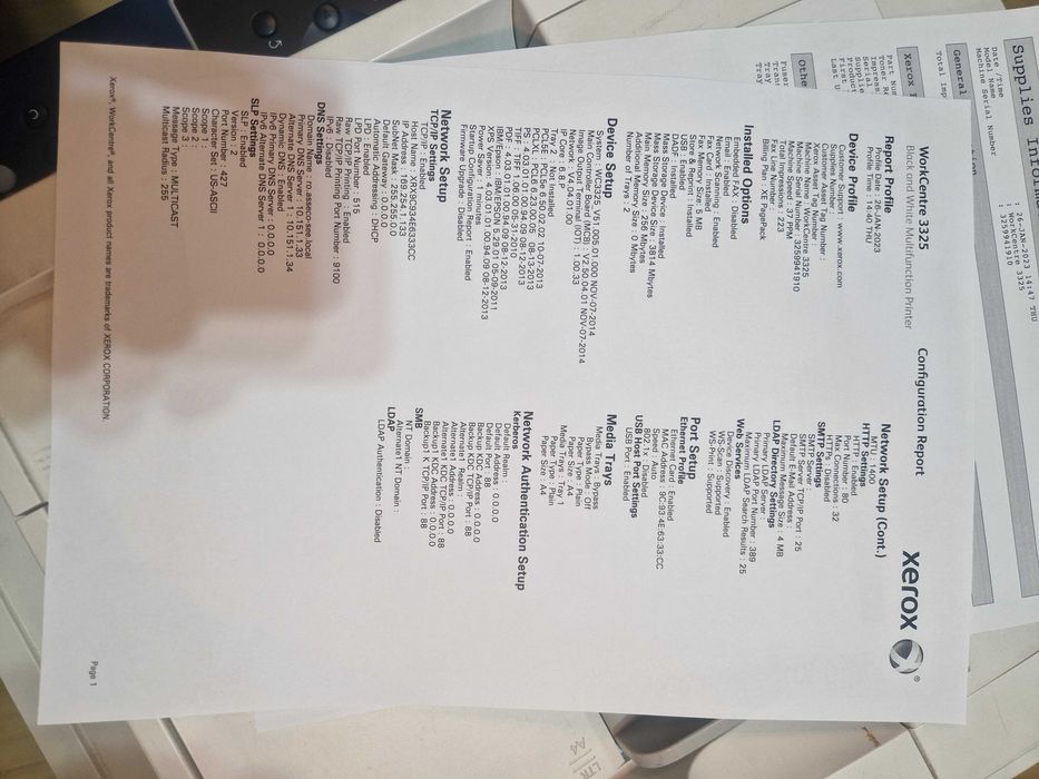 Imprimanta multifunctionala Laser Xerox Workcentre 3325DN Cartus NOU!