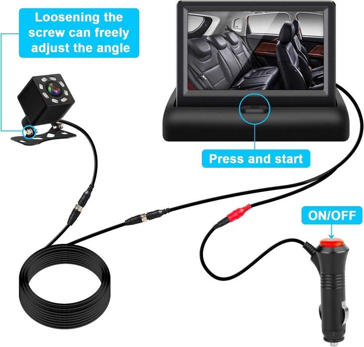 Camera video,Viziune nocturna, Rotire 180, Alimentare la Bricheta Auto