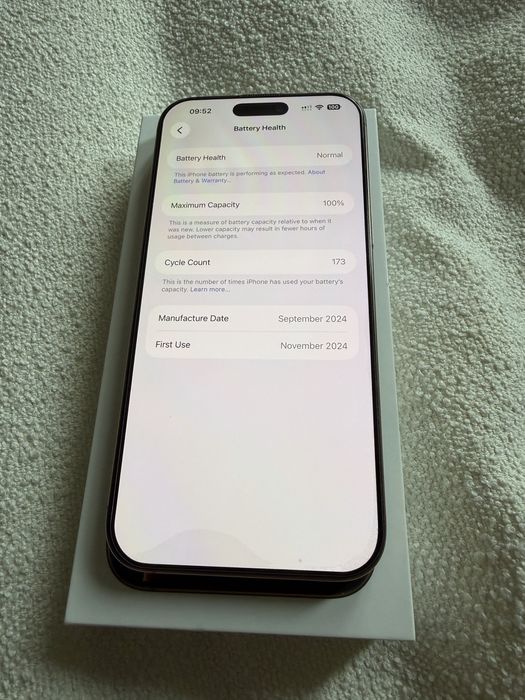 Iphone 16 Pro Max 512GB culoare Desert Titanium baterie 100% ca nou