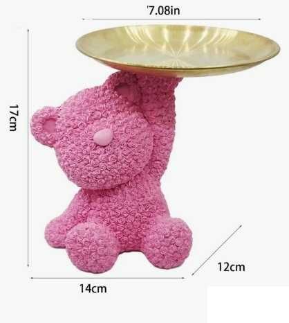 Декоративно мече от рози в розов цвят с поставка – страхотен подарък