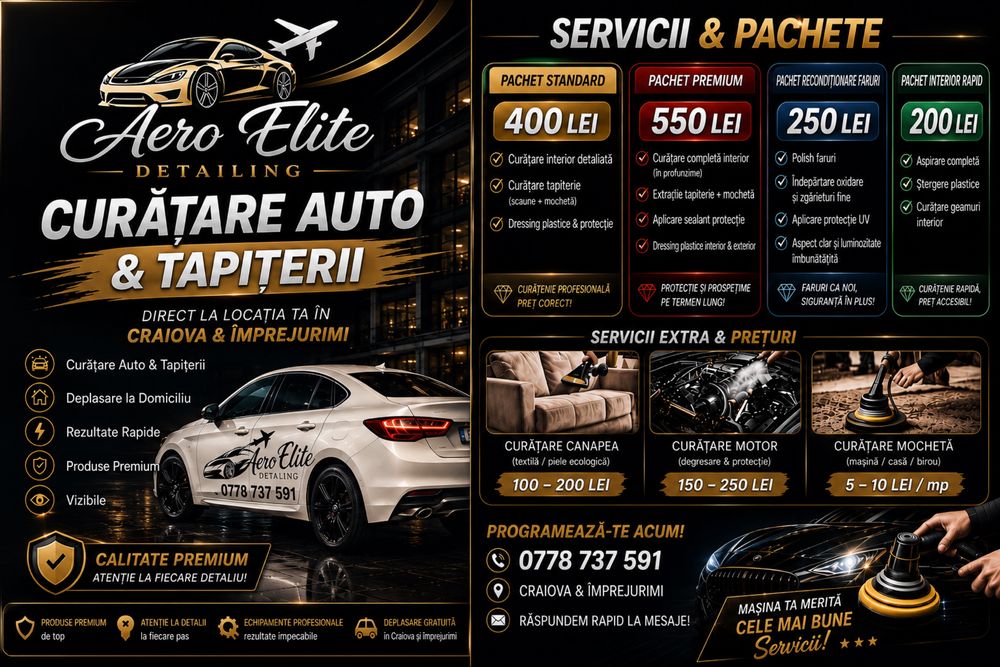 Curățare Auto & Tapițerie la Domiciliu | Detailing Craiova