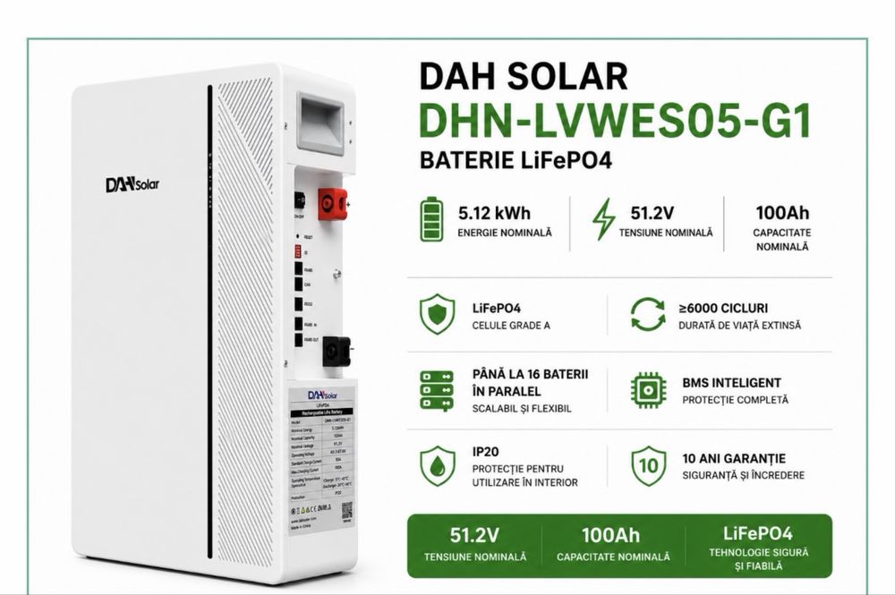 Baterie DAH Solar 5.12 kWh IP20 LiFePO4 51.2V 100Ah CAN/RS485