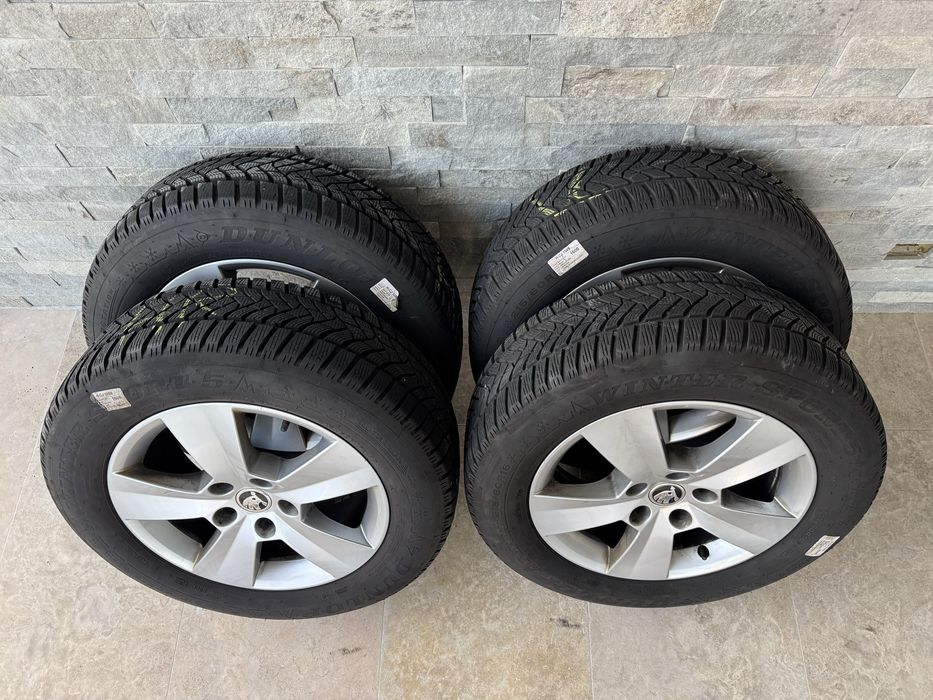 Jante aliaj 16” Skoda,anvelope iarna 215 60 16 Dunlop