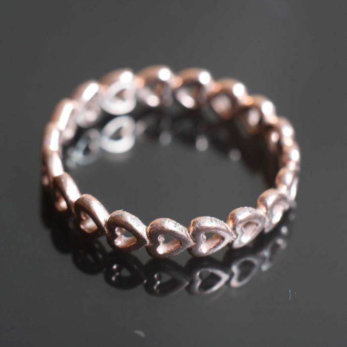 Inel Pandora rose gold,  inimi inlantuite + 2 bratari cadou