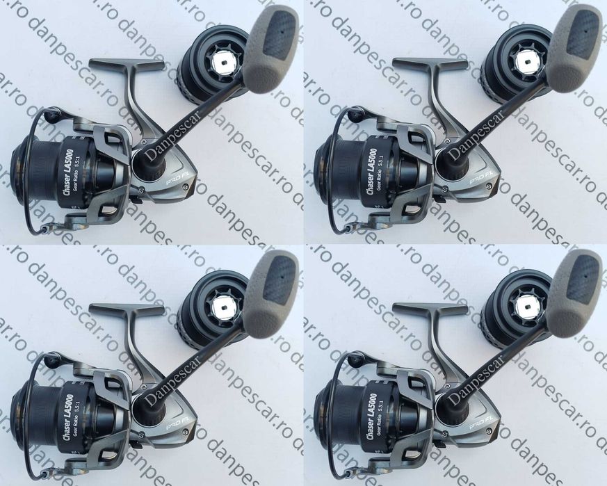 SET 4 Mulinete Feeder si Crap PRO FL CHASER LA5000 tambur Long Cast
