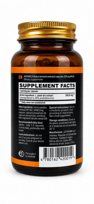 Asitrib, Tribulus terrestris 250 mg