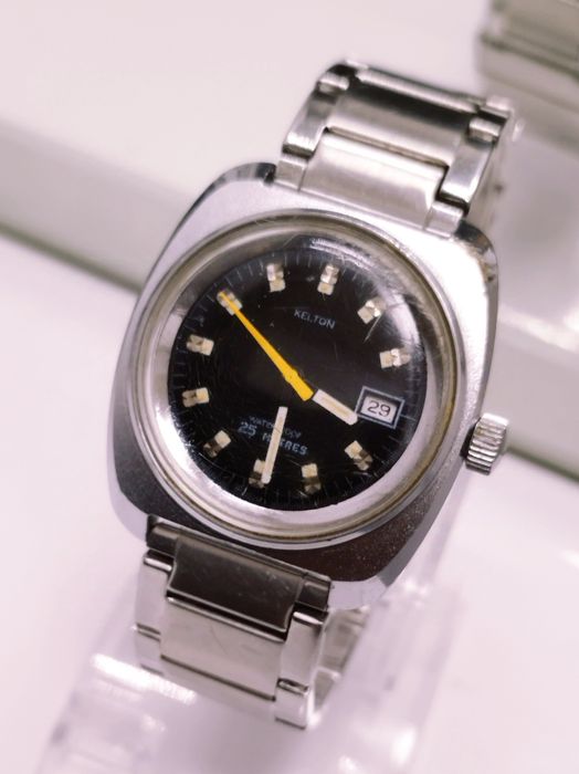 Ceas bărbătesc Kelton mecanic, mișcare M24, din anii 1970, oțel inox