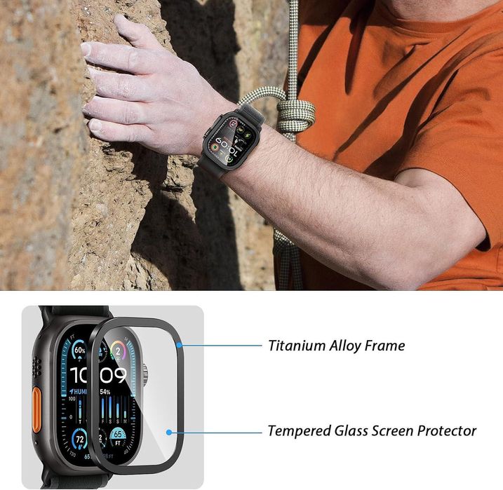 5D Стъклен Протектор за Дисплей за Apple Watch Ultra 2 | Ultra 1 Черен