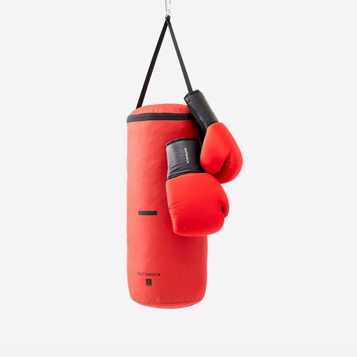 Set sac de box + mănuși de box Roșu Copii - produs resigilat Decathlon
