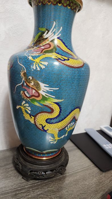 Редкая ваза эмаль китай 40 см высота. 1950 е года