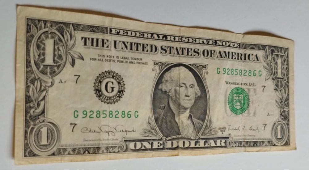 1 dolar din anul 1988 USA dollar vechime 37 ani