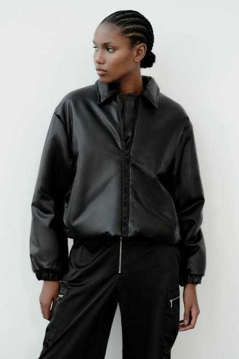 Ново кожено пухено яке Zara, XS