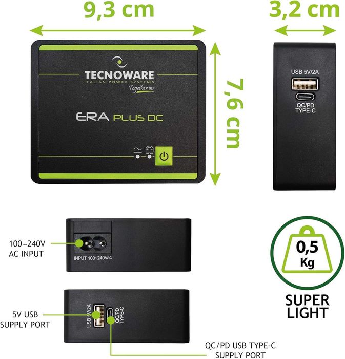 Tecnoware Power Systems Mini UPS ERA PLUS DC, мощност 25W