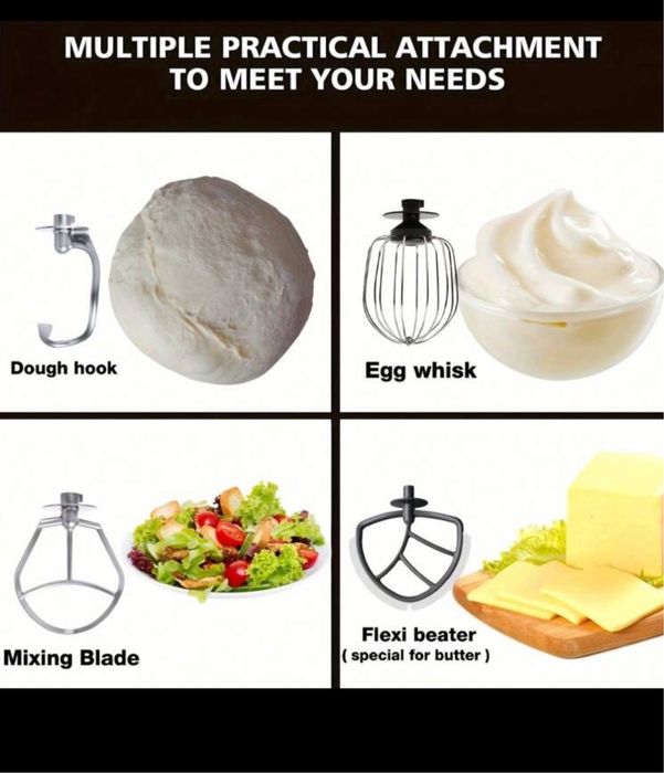 Mixer de bucătărie electric, 5L, cu cap înclinat 6+P