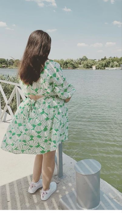 Rochie de vara verde cu alb