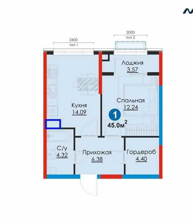 Янги Ўзбекистон парки янида 1 хонали уй – Арзонлашди! Чегирма 30%! (ГА
