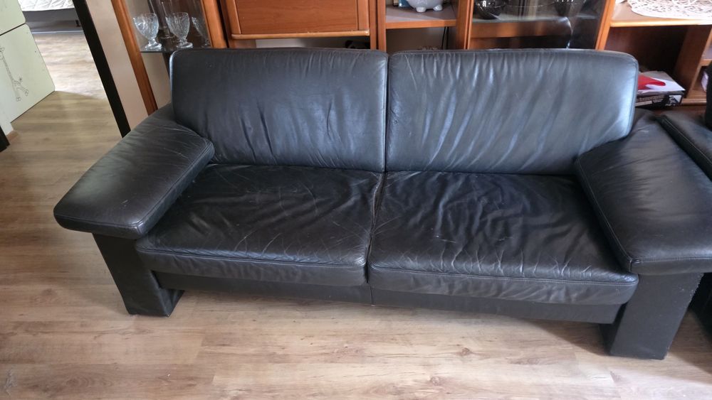 Canapele si fotoliu piele neagra toate 3,  500roni