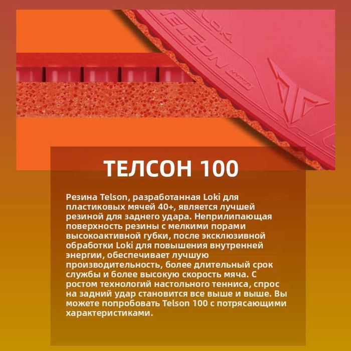 Профессиональная накладка настольного тенниса фирмы Loki Telson 100