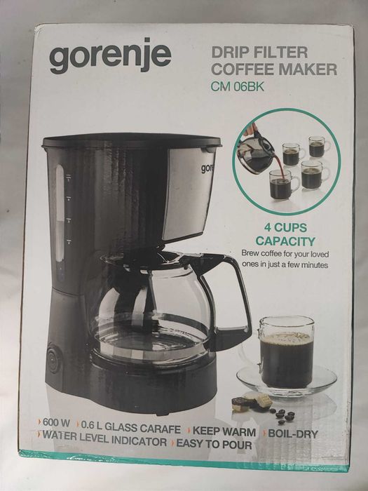 Cafetiera Gorenje , 0.6l, 600W, 4 cesti, negru-argintiu