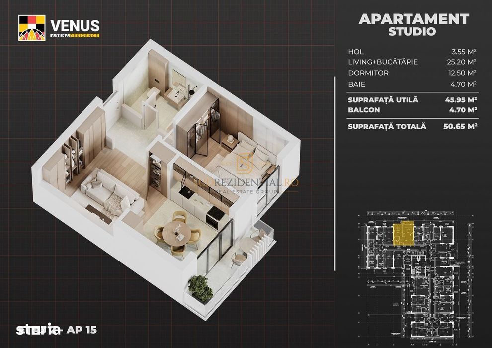 Apartament 2 camere de vanzare, tip studio, Patinoar Berceni Arena