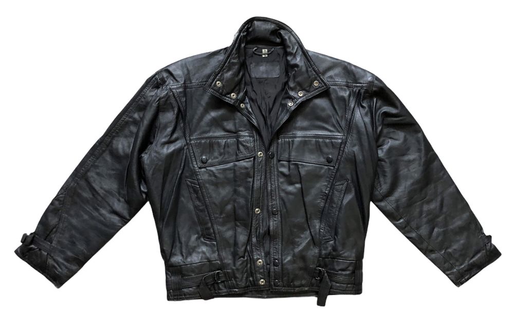 Geaca Piele Barbati Model Retro Vintage cu Guler | Marime L