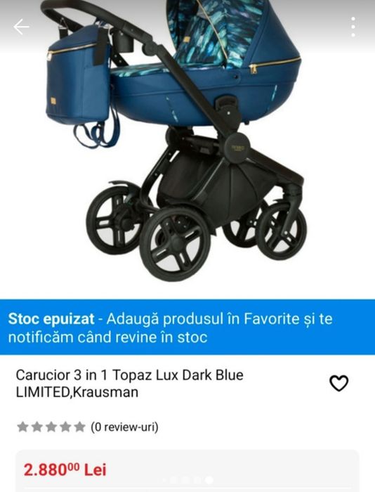 Vând Krausman – Carucior 3 in 1 Topaz Lux Dark Blue LIMITED