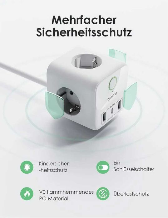 Многопортово устройство Oraimo OWS-Е342, 20 W, Зареждайте 6 устройства