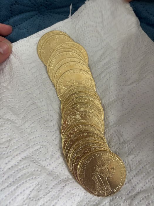 Vand monede placate  cu aur de 24k frank iosif 4 ducat