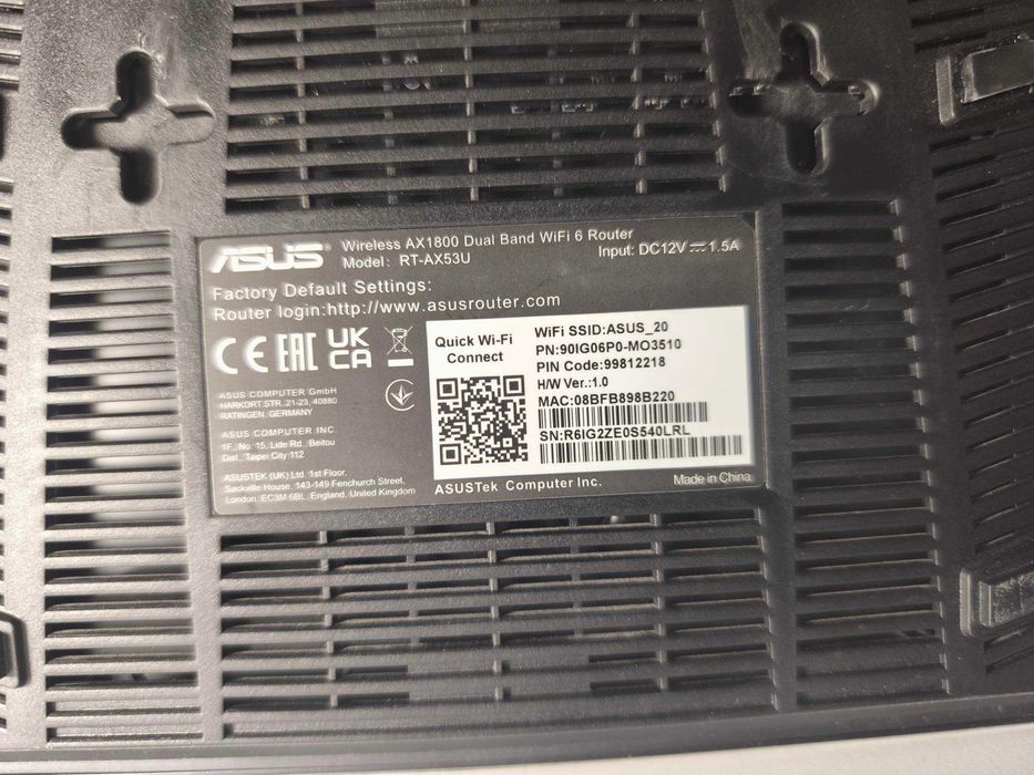 Router Wireless Gigabit ASUS RT-AX53U, Wi-Fi 6 AX1800, Dual-Band, AiMesh, Gigabit, suporta usb 4g