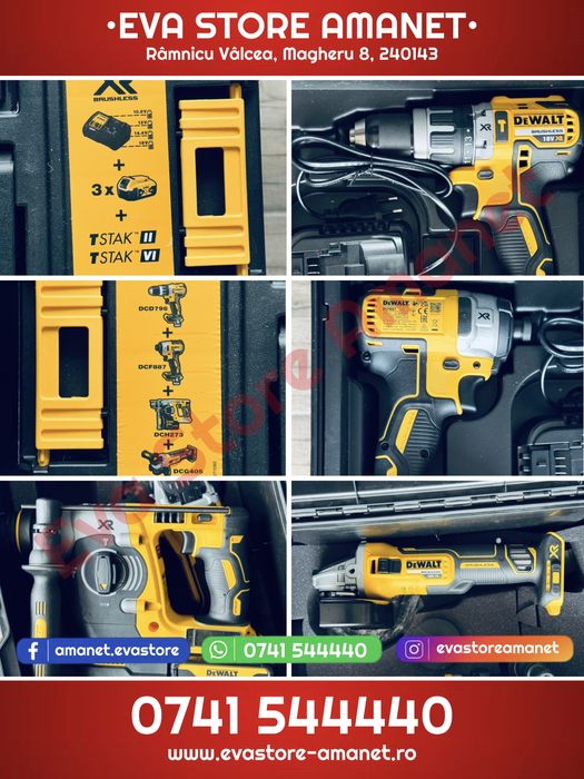 Set de 4 scule profesionale pe acumulator DeWALT DCK422P3T