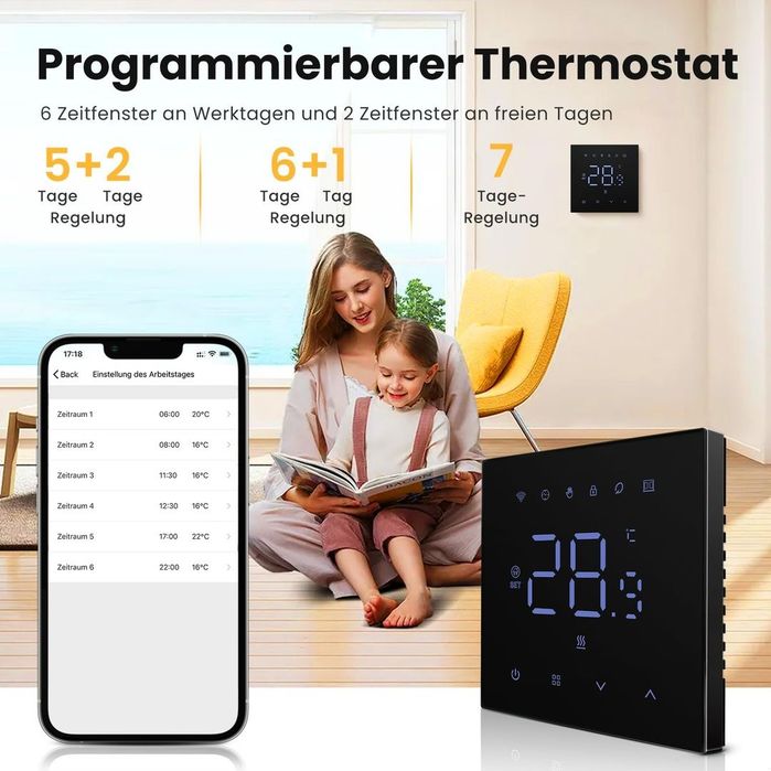 Termostat WiFi MIUCDA smart pentru incalzire in pardoseala
