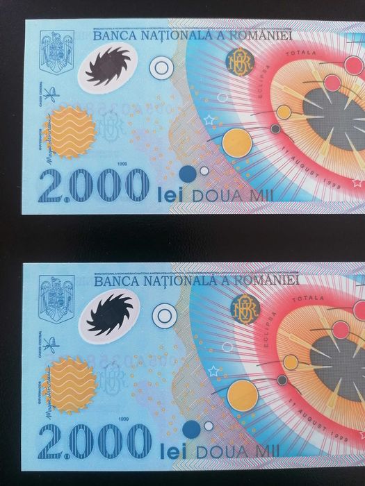 Bancnote 2000 lei eclipsa din anul 1999