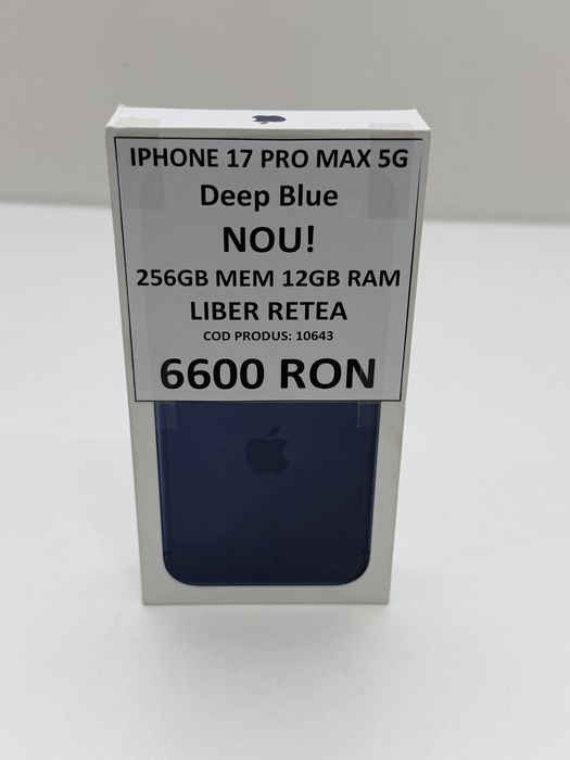 iPhone 17 Pro Max, 256GB, 5G, Deep Blue – Nou