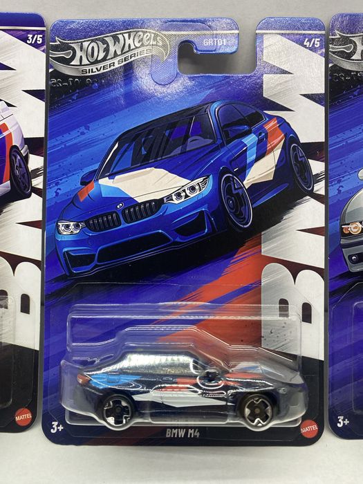 HOT WHEELS SILVER lot 5 machete auto scara 1:64 BMW M1 M2 M3 M4 M5
