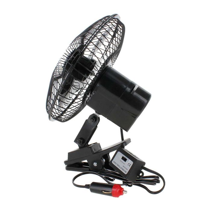 Вентилатор за автомобил Automat-12V, Черен, С щипка