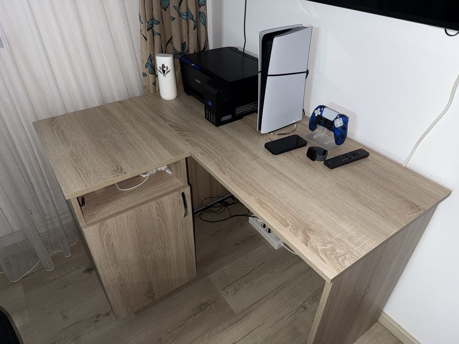 Birou pe colt din pal culoare bardolino +scaun