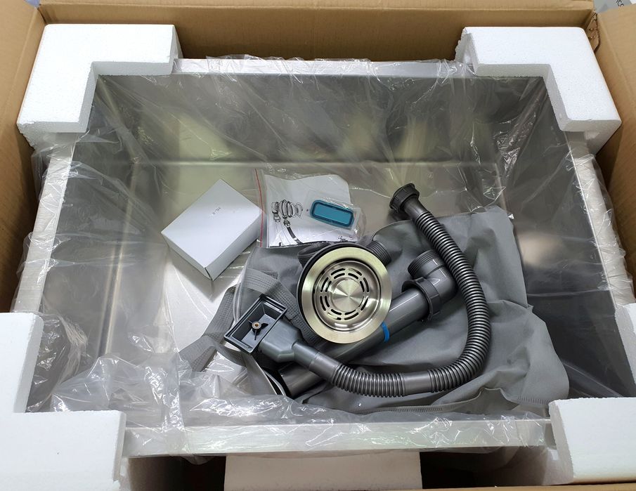 40х40см Кухненска мивка за вграждане от неръждаема стомана + сифон