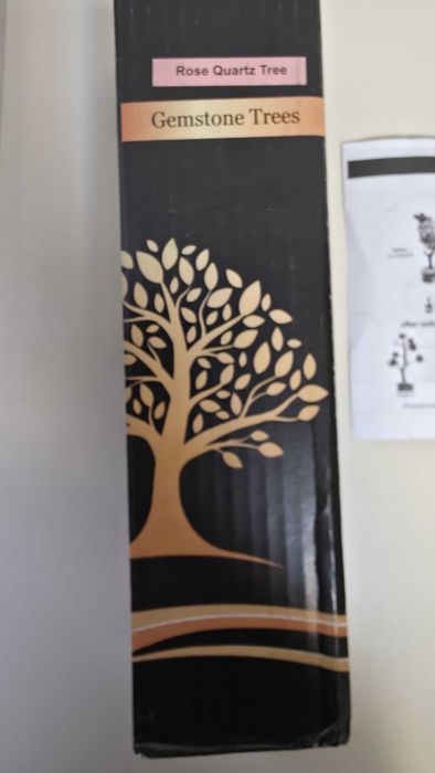 Copăcel decorativ cu cuarț roz Gemstone Tree bază lemn Cadou