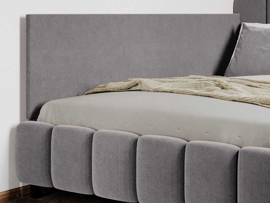 Pat Tapitat de colt Bari Gri Velluto 16 cu somiera fixa