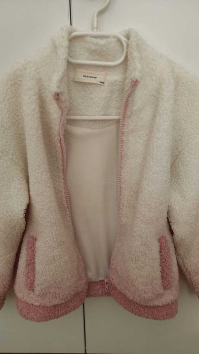 Geaca primavara boucle in degrade alb-roz fete 134cm, RESERVED