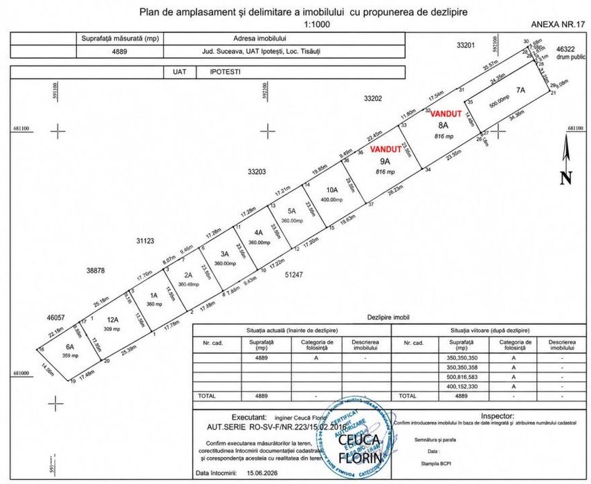 Teren parcelabil la cerere, 300 mp - 2000 mp, zona rezidentiala Tisaut
